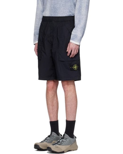 Stone Island Blue Logo Patch Bermuda Shorts for men