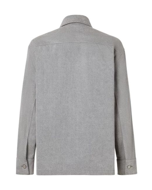 Fendi Gray Ff Embroidered Long-Sleeve Jacket for men