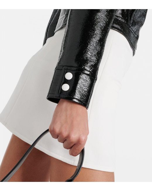 Courreges Black Reedition Cropped Vinyl Jacket