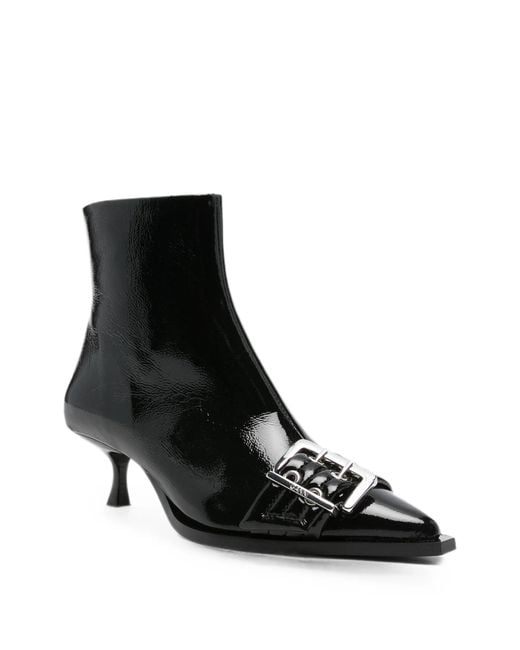 Ganni Black Buckle Ankle Boots