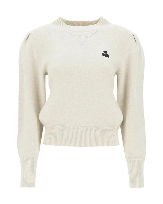 Isabel Marant White Kelaya Sweater With Balloon Sleeves