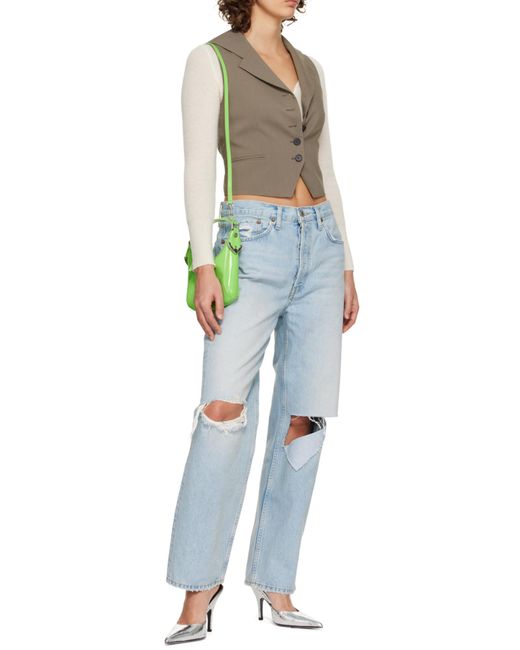 By Far Green Cosmo Top Handle Tote Bag