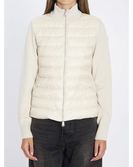 Moncler White Padded Wool Zip-Up Cardigan