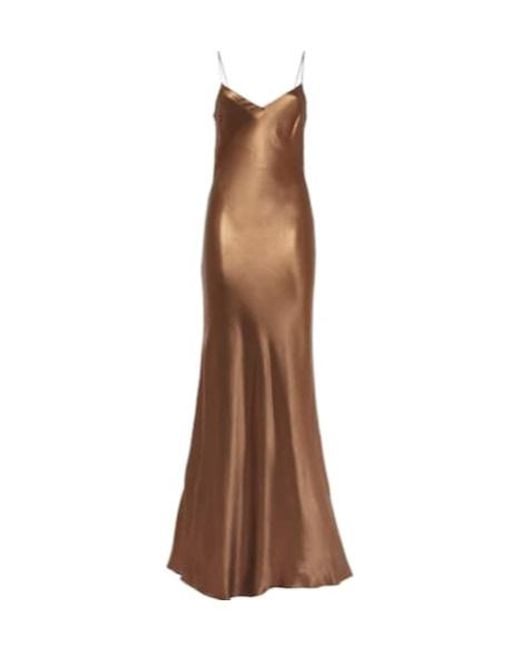 Galvan Brown Provence Satin Maxi Dress