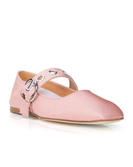 Aeyde Pink Uma Square Toe Mary Jane Flats