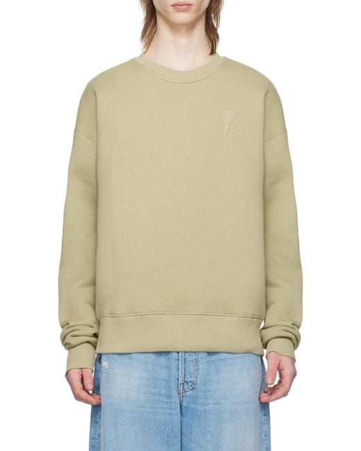 AMI Natural Ami De Coeur Logo Embossed Crewneck Sweatshirt for men