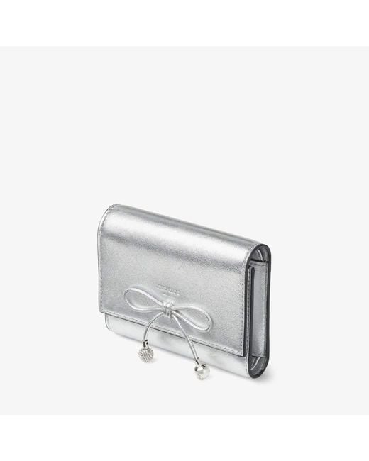 Jimmy Choo Gray Marinda Metallic Compact Wallet