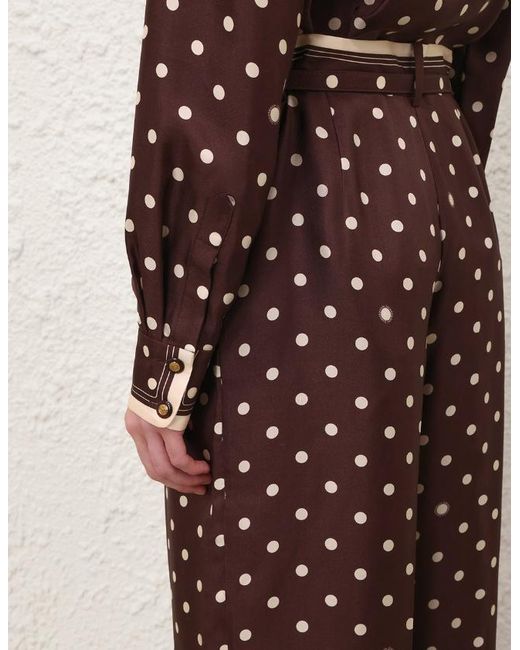 Zimmermann Purple Polka Dot Straight Leg Pants