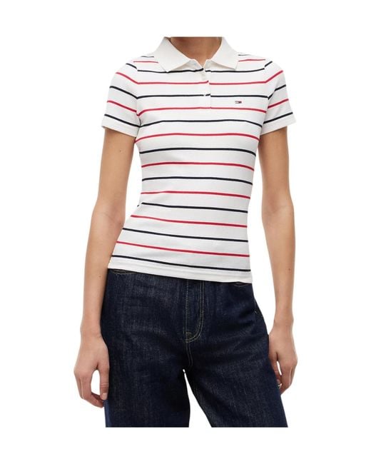 Tommy Hilfiger White Slim Fit Ribbed Polo Shirt