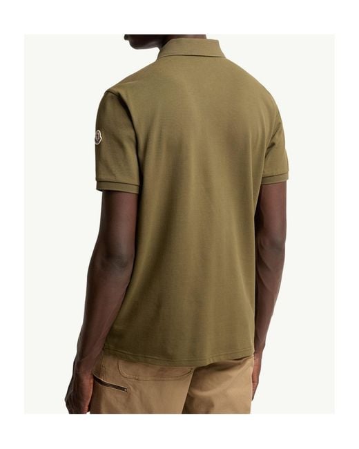 Moncler Green Logo Cotton Piquet Polo Shirt for men