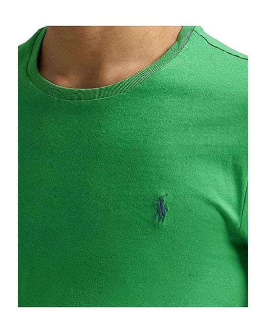Polo Ralph Lauren Green Logo Embroidered Crewneck T-Shirt for men