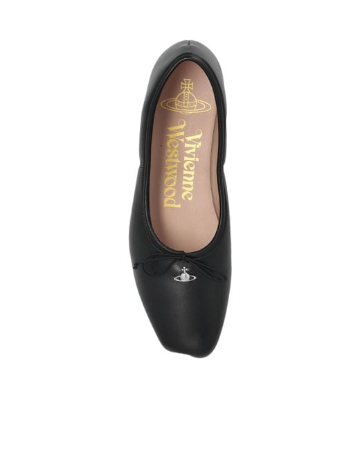 Vivienne Westwood Black Brigitte Orb-Plaque Ballerina Shoes