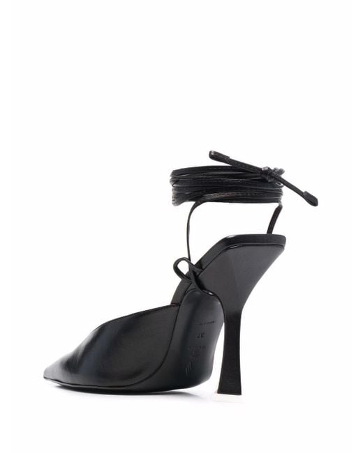 The Attico Black The Pointed-Toe Lace-Up Pumps