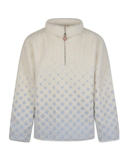 Casablanca Gray Semi-Zipper Long-Sleeve Knitted Sweater for men