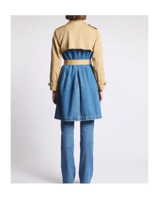 Fay Blue Belted Panelled Coat