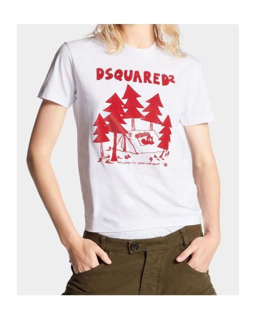 DSquared² White D2 Logo-Print T-Shirt
