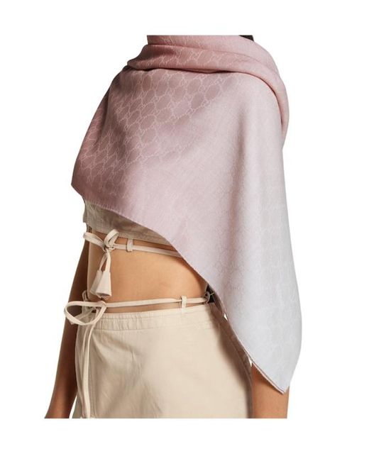 Gucci Pink Gg Jacquard Shawl