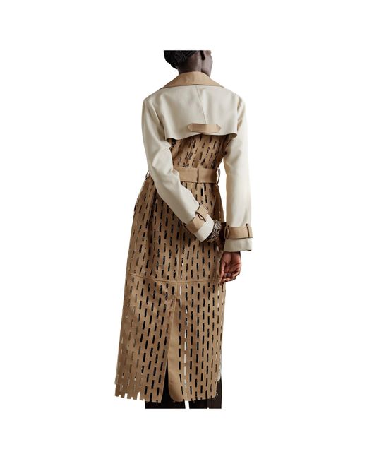Partow White Cut-Out Pure Cotton Twill Trench Coat