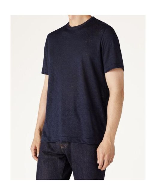 Loro Piana Blue Linen T-Shirt for men