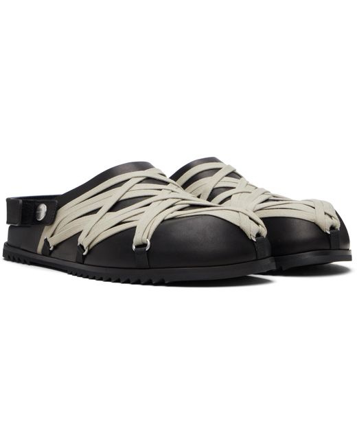 Rick Owens Black Cross-Strap Slip-On Sandals for men