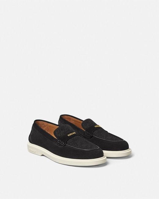 Versace Black Round-Toe Slip-On Loafers for men