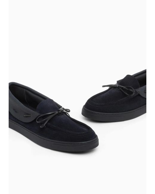 Giorgio Armani Black Bow Detailed Slip-On Loafers for men