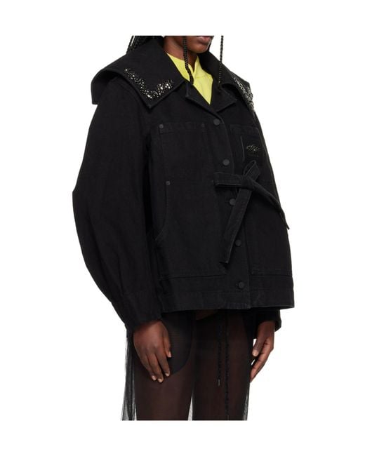 Simone Rocha Black Bow-Tie Denim Jacket