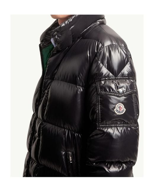 Moncler Black Hanoverian Hooded Square-Quilted Long Down Jacket for men
