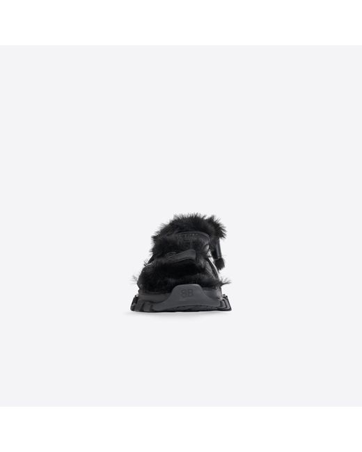 Balenciaga Black Faux-Fur Track Sandals