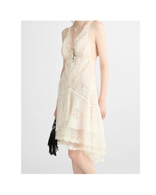 Ermanno Scervino White Lace Trim Midi Dress