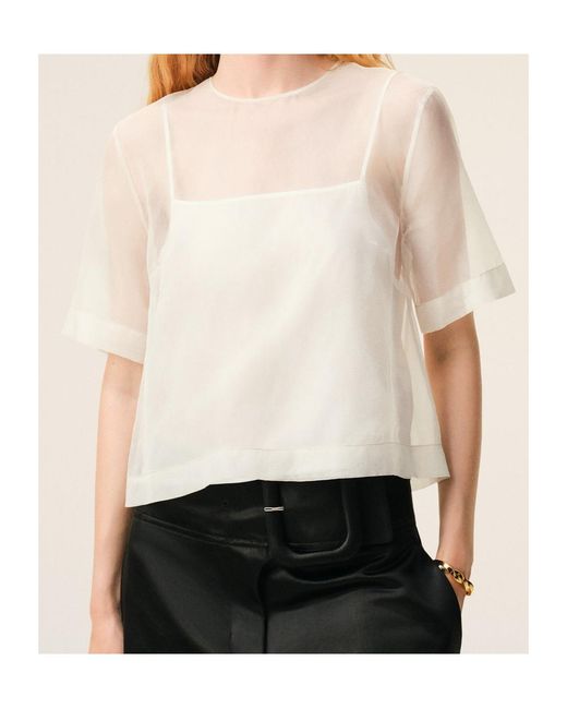 AMI White Sheer Top
