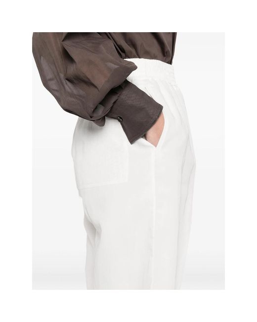 Brunello Cucinelli White Elasticated-Waist Knee-Length Shorts
