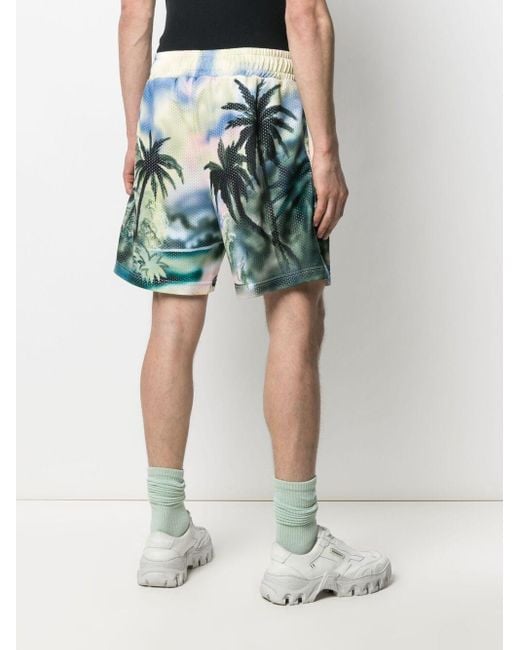 Palm Angels Blue Paradise Printed Shorts for men