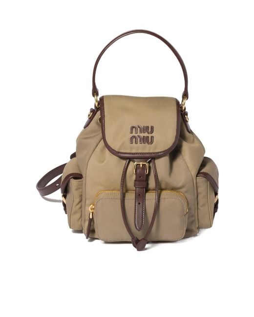 Miu Miu Brown Chino And Leather Backpack