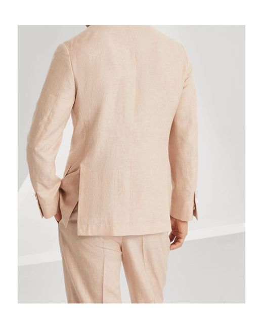 Brunello Cucinelli Natural Prince Of Wales Deconstructed Blazer for men