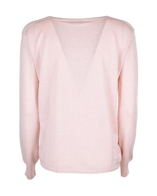 Max Mara Pink Logo Jacquard Pullover