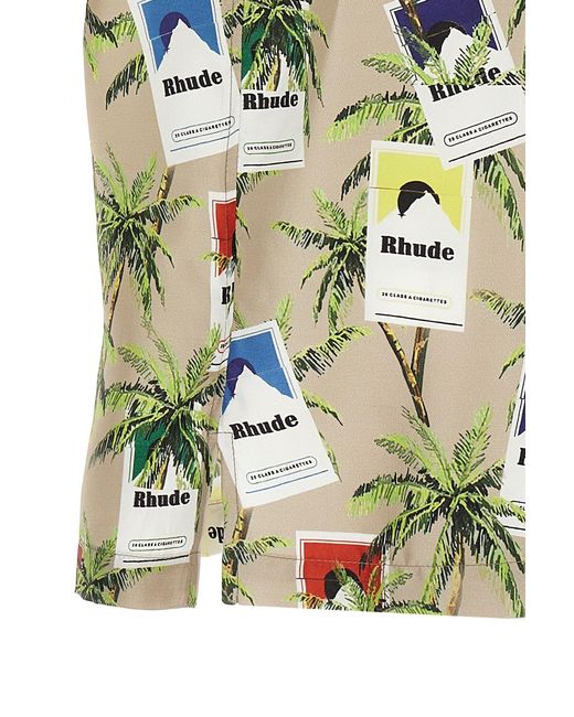Rhude Green Cigarette-Printed Short-Sleeved Shirt for men