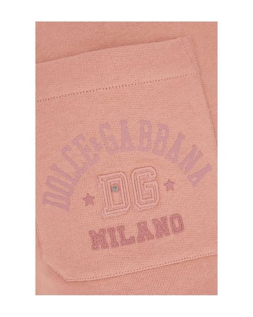 Dolce & Gabbana Pink Dg Logo Embroidered Track Shorts