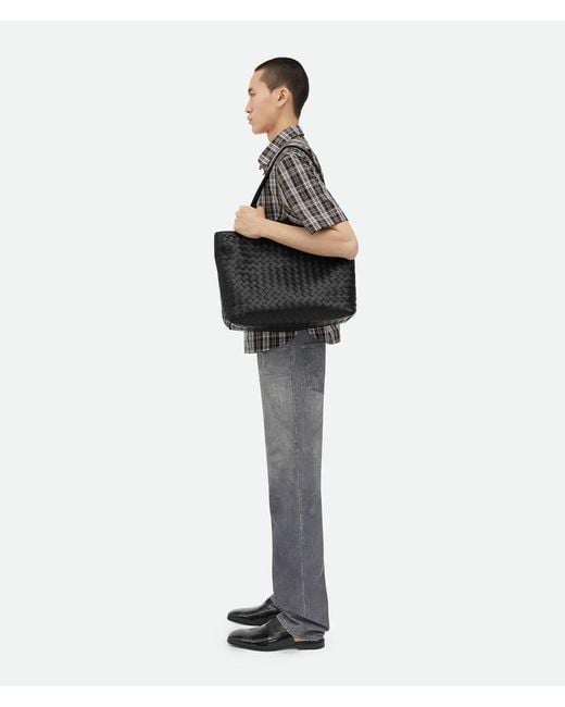 Bottega Veneta Blue Small Intrecciato Zipped Tote Bag for men