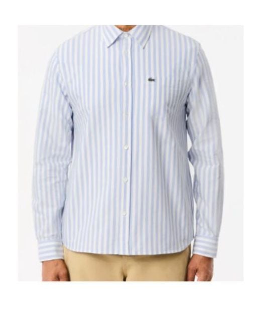 Lacoste Blue Striped Regular Fit Oxford Shirt for men