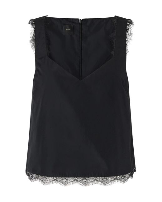 Pinko Black Lace-Trimmed Top