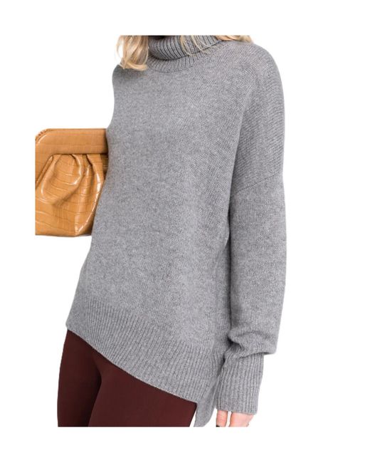 Lisa Yang Gray Heidi High Neck Sweater