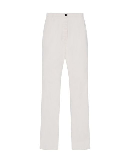 The Row White Casual Pants With Belt Loops
