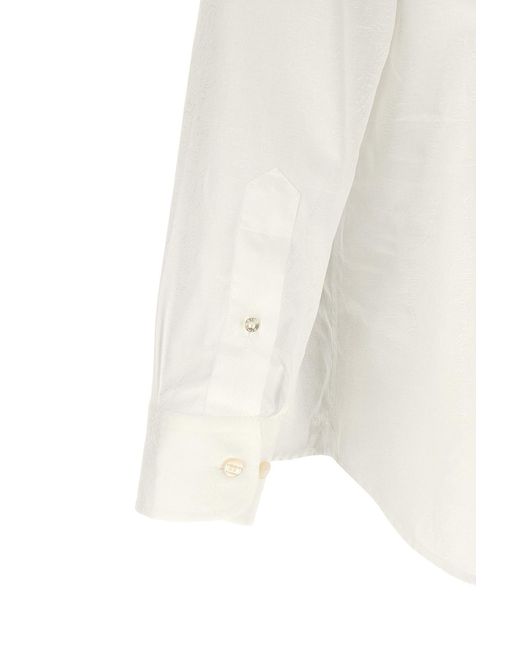 Etro White Paisley Jacquard Long-Sleeved Shirt for men