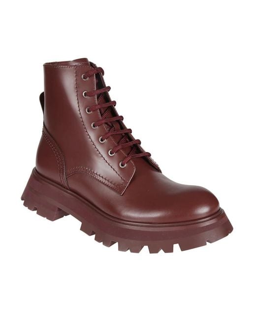 McQueen Purple Tread Slick Ankle Boots