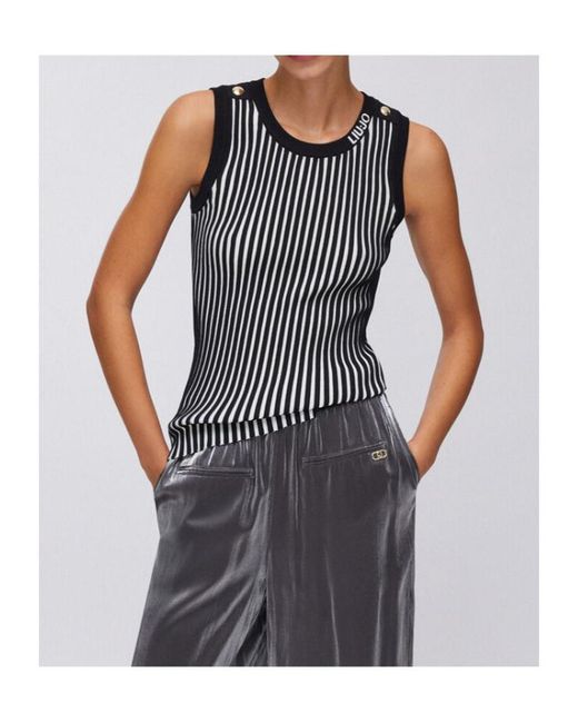 Liu Jo Black Striped Knitted Top