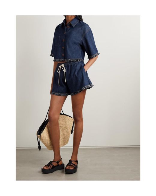 Zimmermann Blue Rhiannon Fringe Denim Shirt
