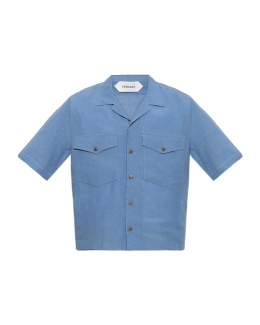 Versace Blue Linen Shirt for men