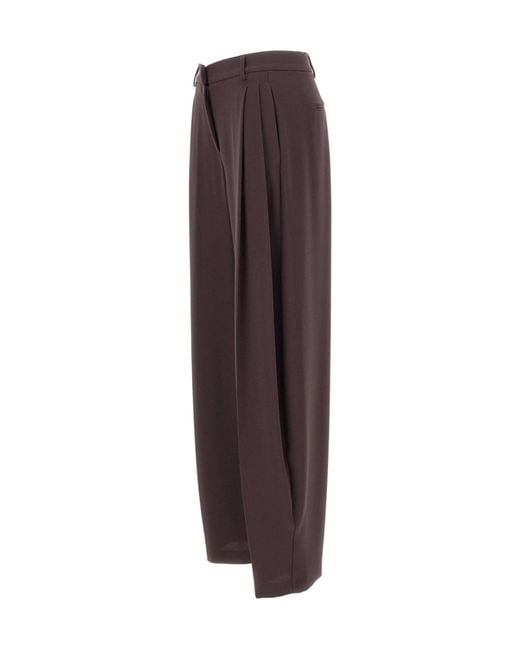 ANDAMANE Purple Casual Trousers With Belt Loops