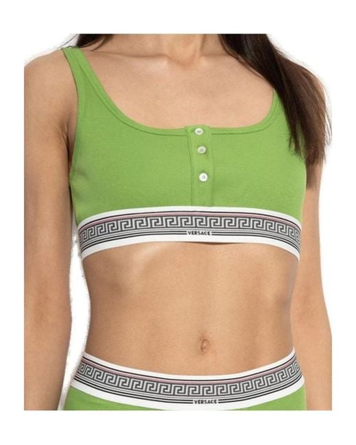 Versace Green Ribbed Jersey Bralette